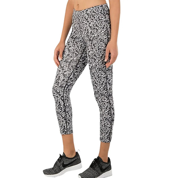 Nike Women's Pronto Essential Running Crop Tights Black White Print Size Medium - Picture 1 of 7
